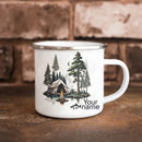 Axyaa Enamel Mug 11oz - Camping & Fishing Coffee Cup - Husband Birthday Gift