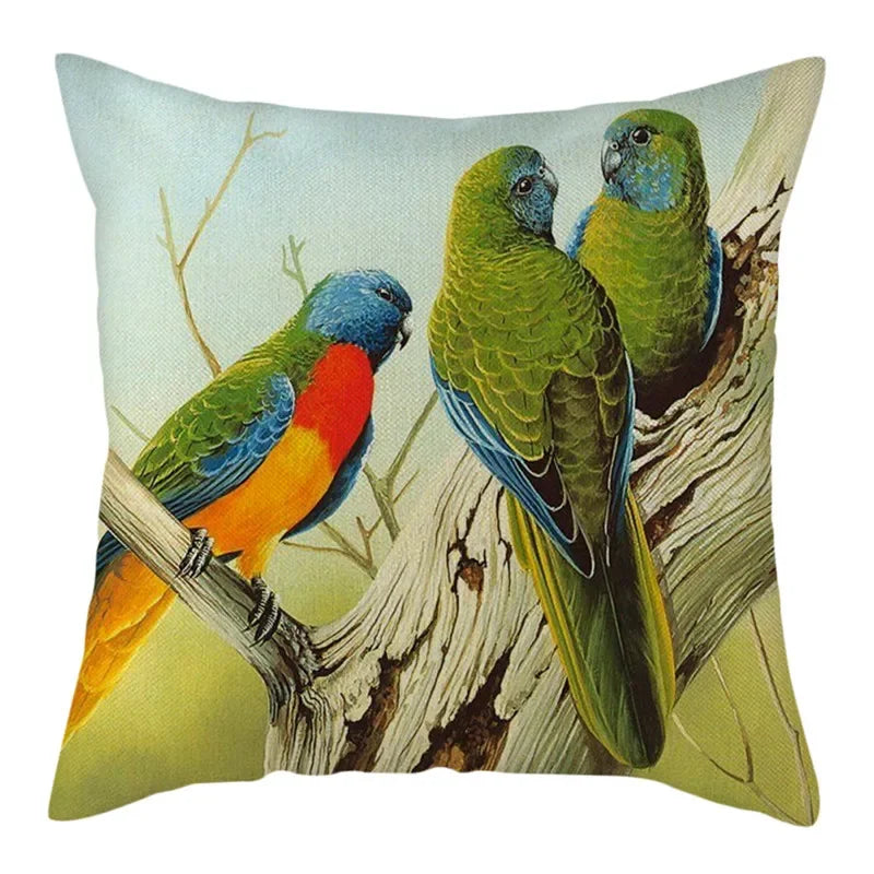 Magpie Print Cushion Cover by Axyaa: Decorative Flora & Fauna Pillowcase for Home