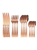 Axyaa 16-Piece Stainless Steel Cutlery Set - Knife Fork Spoon