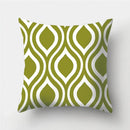 Axyaa Army Green Geometry Print Cushion Cover - Sofa Decor Pillowcase