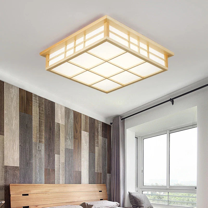 Axya Wooden LED Ceiling Light, Chinese & Japanese Style, Living Room Dining Room Decoration