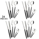 Axyaa 24-Piece Silver Stainless Steel Kitchen Tableware Set