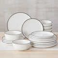 Axyaa Porcelain Dinnerware Set: 12/16/18/24 pcs with Plates, Bowls - Classic White