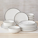 Axyaa Porcelain Dinnerware Set: 12/16/18/24 pcs with Plates, Bowls - Classic White