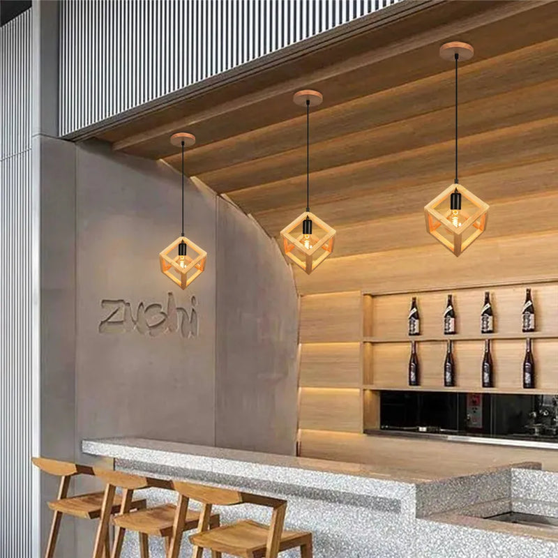 Axyaa Wood Pendant Lights for Modern Dining Room Decor