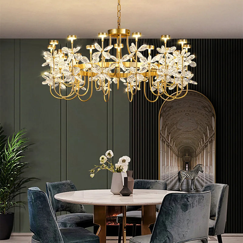 Axyaa Crystal Butterfly Chandelier: 2024 Modern LED Dimmable Pendant Lamp