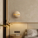 Axyaa Crack Sphere LED Wall Sconce Yellow Travertine for Wabi Sabi Living Room Lighting