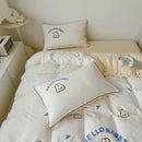 Axyaa Cute Bread Rabbit Embroidery Bedding Set, Soft Single/Double Duvet Cover & Pillowcases
