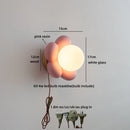 Axyaa Nordic LED Flower Wall Sconce, White Resin Glass Ball Kids Bedroom Stair Light