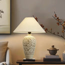 Axyaa Retro Ceramic Floor Lamp with Fabric Lampshade for Bedroom and Living Room Lighting