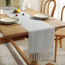 Axyaa Striped Jacquard Table Runner with Tassels for Elegant Home Decor