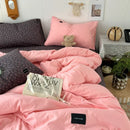 Axyaa Floral Fiber Washed Cotton Solid Color Four-Piece Quilt Cover Set