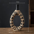 Axyaa Geometric Rattan Vase Straw Plaited Floral Arrangement Home Decor Accessories