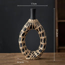 Axyaa Geometric Rattan Vase Straw Plaited Floral Arrangement Home Decor Accessories