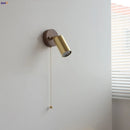 Axyaa Copper Lampshade LED Wall Sconce Walnut Wood Mirror Light