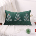 Axyaa Christmas Tree Embroidery Pillow Cover 30x50cm Red Green Home Sofa Decor