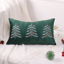 Axyaa Christmas Tree Embroidery Pillow Cover 30x50cm Red Green Home Sofa Decor