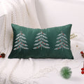 Axyaa Christmas Tree Embroidery Pillow Cover 30x50cm Red Green Holiday Decoration