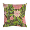 Axyaa Rose Flower Pillow Cover - Green Plant Oil Painting Cushion, Home Decor Case