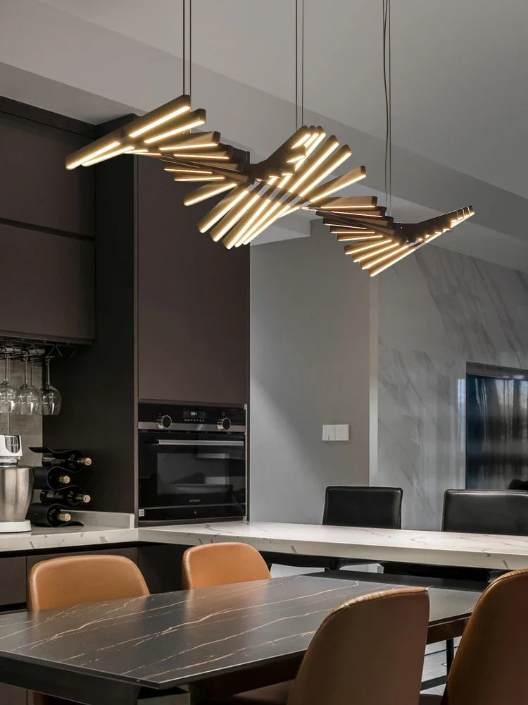 Nordic LED Fishbone Chandelier for Restaurant and Office - Axya Lighting