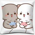 Peach Cat Pattern Decorative Pillowcase by Axyaa - Home Office Square Cover