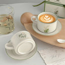 Axyaa Lily of The Valley Ceramic Coffee Cup Saucer Set Luxury Tea Mocha Milk Cup