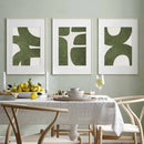 Axyaa Medieval Green Abstract Wall Art Set - Modern Retro Decor for Home, Office
