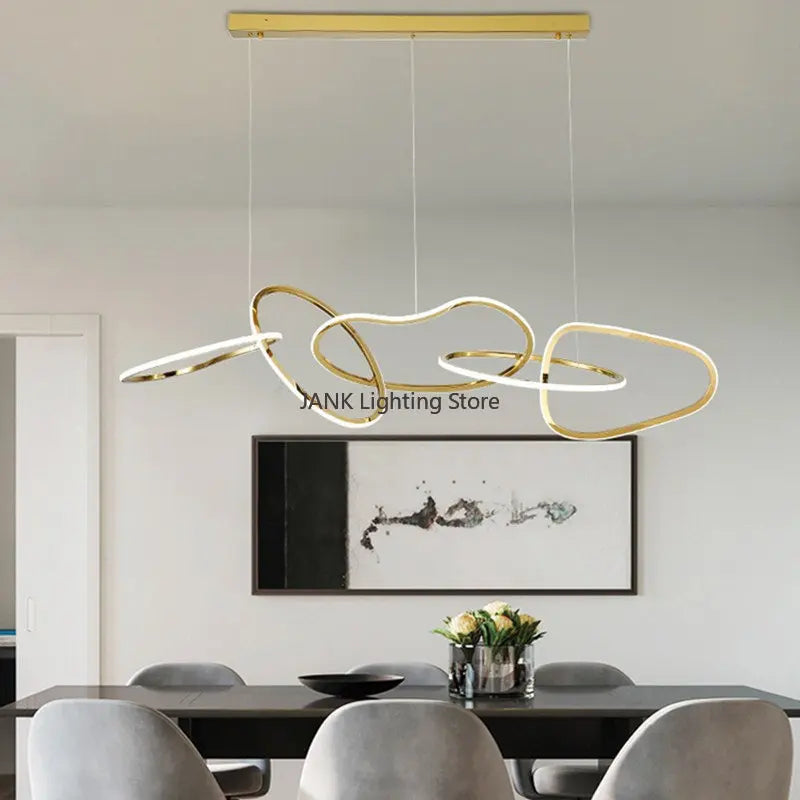 Axyaa Stainless Steel LED Chandelier: Nordic Luxury Circles Interlocking Lamp