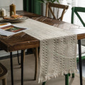 Axyaa Striped Cotton Linen Table Runner with Tassels for Home Dining Decor