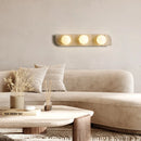 Axyaa Three Heads Yellow Travertine Wall Lamp with White Glass Shade
