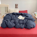 Axyaa Washed Cotton Bedding Set: Duvet Cover, Pillowcase, Top Sheet