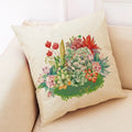 Axyaa Cactus Plant Pattern Linen Pillowcase - Home Decor Sofa Pillow 45*45cm