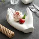 Axya Ceramic Buddha Hand Leaf Sushi Plate Set for Molecular Cuisine