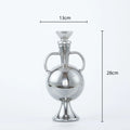 Axyaa Silver Glass Vase with Geometric Handle: Elegant Kettle for Living Room Decor