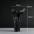 Axyaa Resin Vase Irregular Shape Black White Flowers Handicraft Ornaments