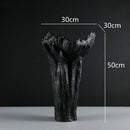 Axyaa Resin Vase Irregular Shape Black White Flowers Handicraft Ornaments