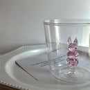 Axyaa Cactus Bunny Duck Clear Glass Tumbler Cup - Table Decor Drinkware