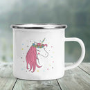 Axyaa Elephant Print Enamel Camping Mug - Creative Handle Drinkware Hiking Cup