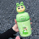 Axyaa Cartoon Thermos Bottle: Stainless Steel Insulated Vacuum Cup with Straw for Kids.