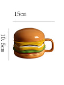 Axyaa Ceramic Burger Coffee Cup with Lid, Irregular Design, Floral Print.