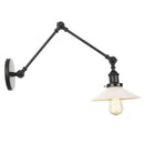 Axyaa Black Vintage Wall Lamp with White Glass Shade, Industrial Loft Style