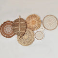 Axyaa Round Rattan Wall Basket Decor: Nordic Style Hanging Frame Ornament Craft