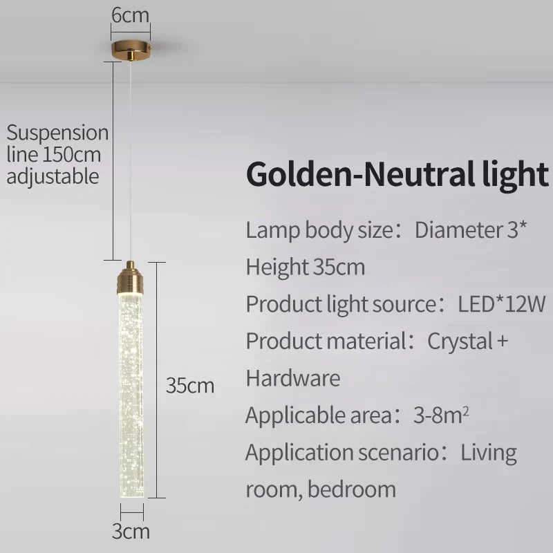 Axyaa Modern Crystal Gold Pendant Light for Home Living, Bedroom, Dining Room