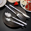 Axyaa Marble Pattern Stainless Steel Cutlery Set - 5Pcs Western Dinnerware