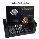 Axyaa Black & Gold Stainless Steel Cutlery Set - Knife, Fork, Spoon