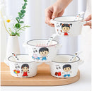 Axyaa Kids' Ceramic Double Ear Breakfast Bowl with Handle