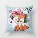Axyaa Fox Cartoon Pillowcase for Sofa 45*45 Throw Pillow Cover Decoration