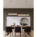 Axyaa Retro Wood Grain Long Strip Chandelier for Bar, Living Room, Office & More