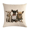 Axyaa Pug Pet Dog Pattern Cotton Linen Throw Pillow Cover for Home Decor