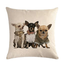 Axyaa Pug Pet Dog Pattern Cotton Linen Throw Pillow Cover for Home Decor